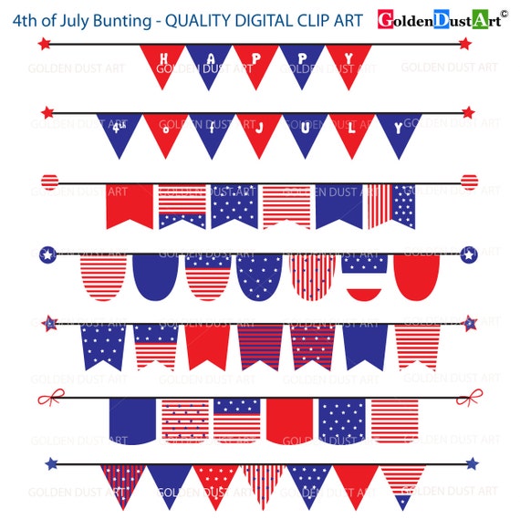 Items similar to Bunting Banner 4th of July, Bunting Banners Clip Art ...