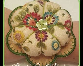 Flower Wrist Pin Cushion - Ornate Sage Floral Burst