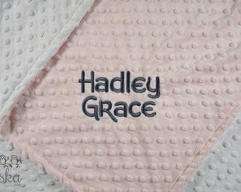 Personalized Baby Blanket, Minky Blanket, Personalized Name Blanket, Baby Pink Blanket, White Blanket, Choose Your Colors, Choose Your Size