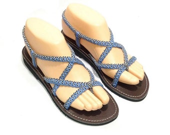 Blue & Coral - Handcrafted Women's Leather Slippers with Suede 15