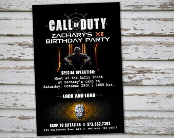 CALL OF DUTY - Invitation – Digital file, Call Of Duty party, Call of Duty party's decoration, Action, War party, Video Games, Black Ops