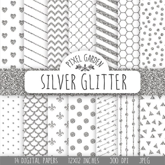 Download SALE. Silver Glitter Digital Paper. Silver Sparkle