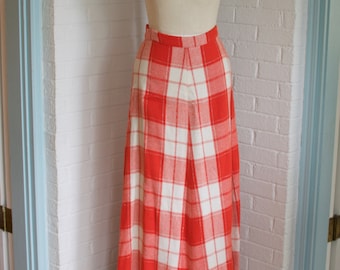 Vintage Red and White Plaid Skirt