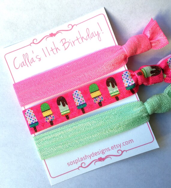 Custom Hair Tie Party Favor. Tween party favor by SoSplashyDesigns