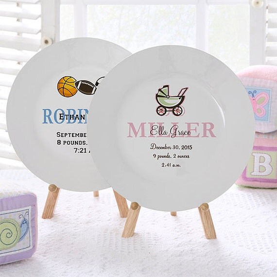 Custom Baby Birth Plate with names and Birthday Info FREE