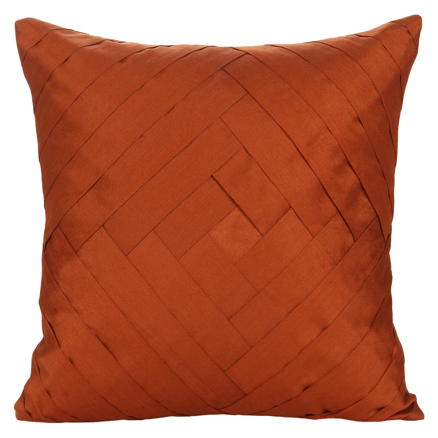 Solid Rust Pillow Cover Rust Pleated Throw Pillow Solid Rust