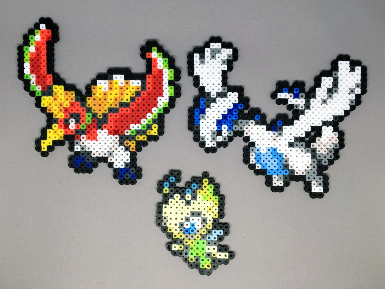 Lugia HoOh Celebi Pokemon Perler Bead 8bit by Pixelixir