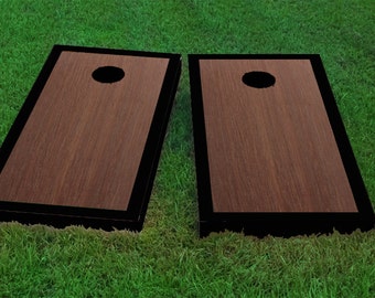 Wooden Corn Hole Game Grey Border Hardcourt Stained Cornhole Board Game Set with 49 Wooden Corn Hole Game Grey Border Hardcourt Stained Cornhole Board Game Set with 49