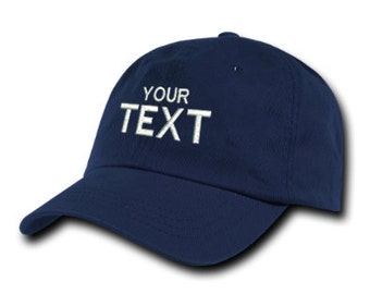 Navy Blue Dad Hat Custom Embroidered Baseball Cap, Your Own Personalized Hat Custom Hat on a Curved Brim Baseball Cap, Choose Your Text
