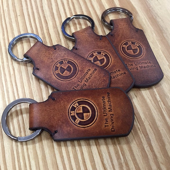 BMW Logo leather keychain.