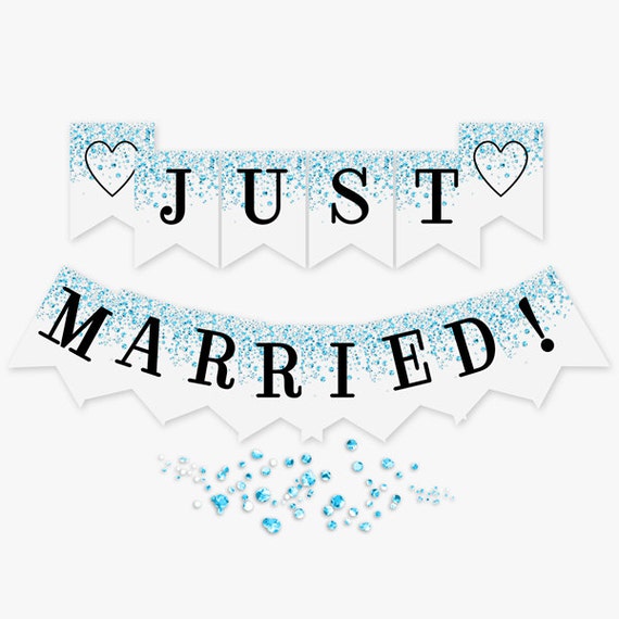 Printable Just Married Banner Confetti Glitters: by FabulousScrap