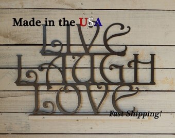 Live Laugh Love Sign, Metal Art, Love Sign, Love Decor, Outdoor Wall Art, Wedding Decor, Live Laugh Love Decor, Sign, Home Decor, W1012