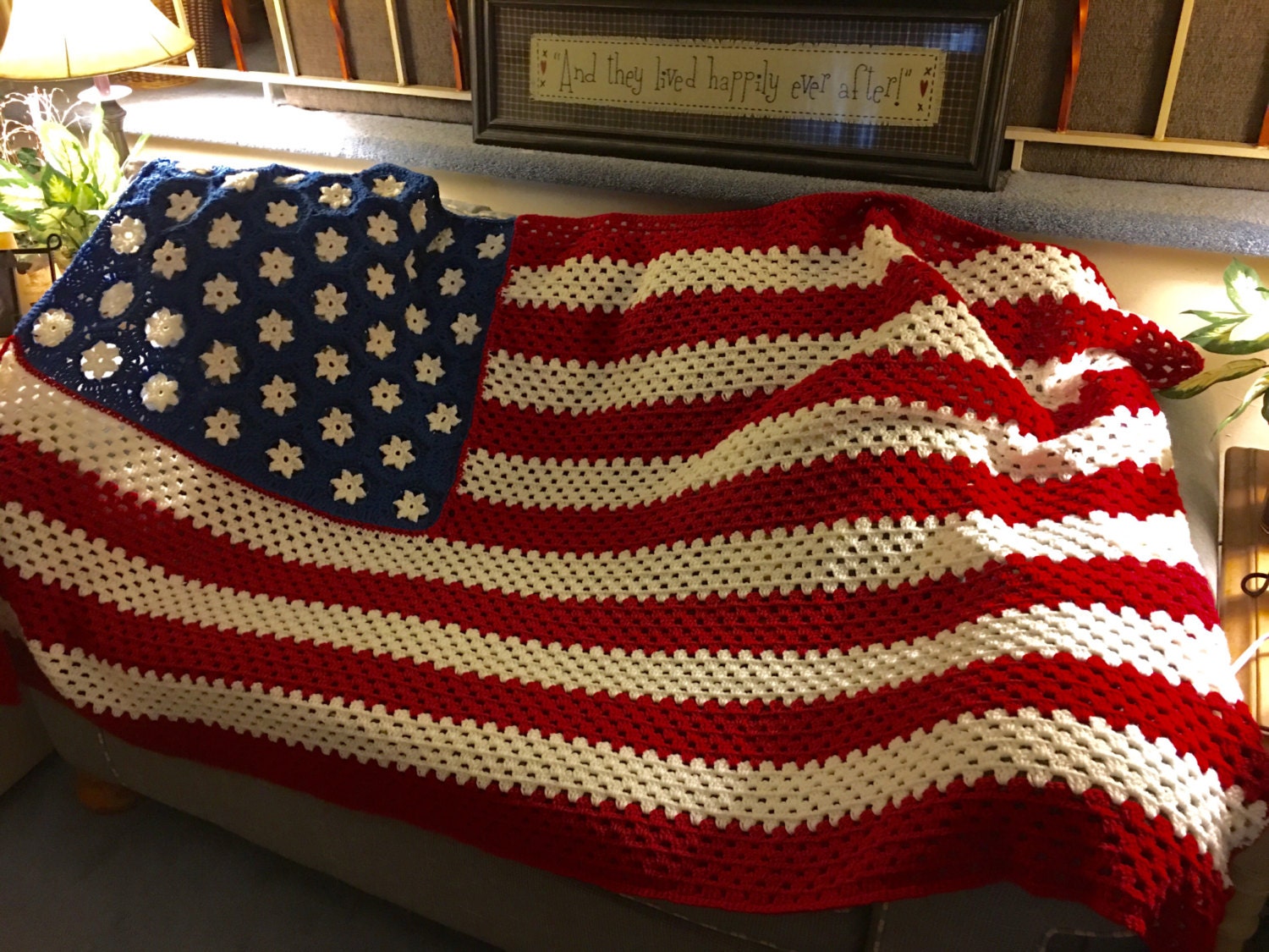 Download MADE TO ORDER American Flag Inspired Crochet Blanket 46 6