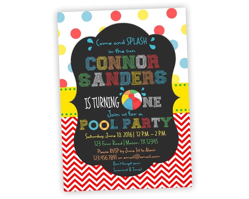 1St Birthday Invitations Pool Party 7