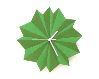 Origami Green - unique wooden wall clock