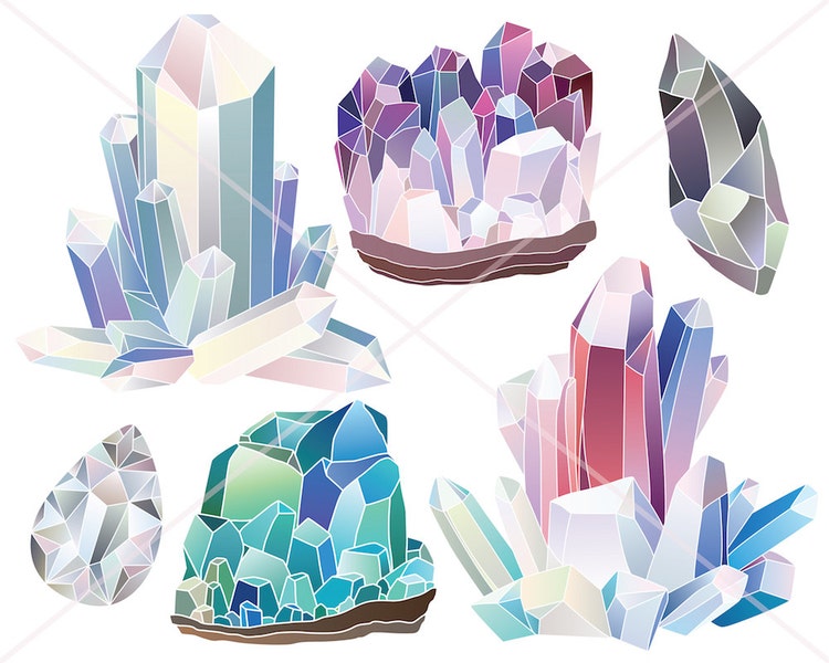 Crystals Diamonds and Minerals Clipart 29 300 by KennaSatoDesigns