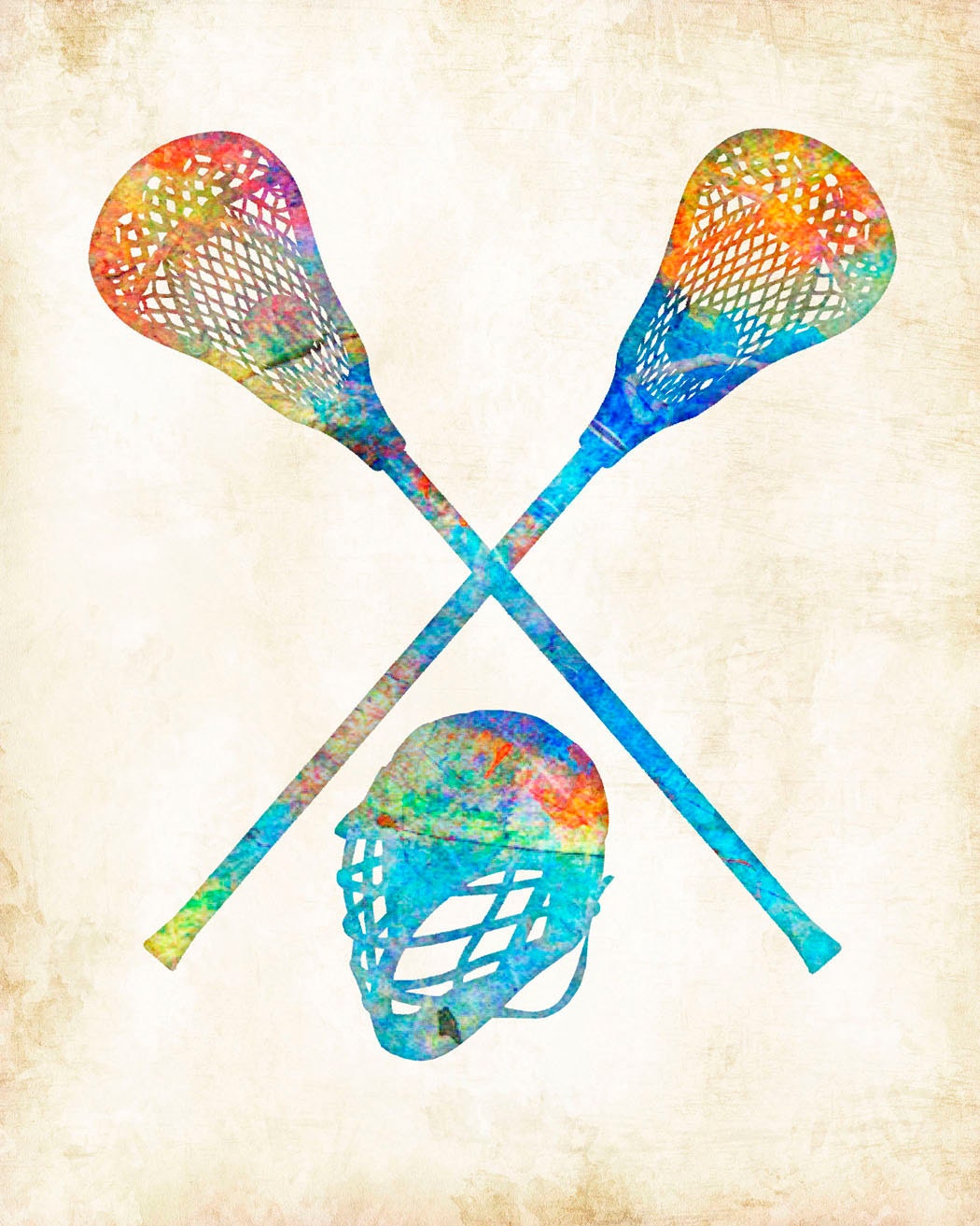 Watercolor Lacrosse Art Print Signed by Artist Dan Morris