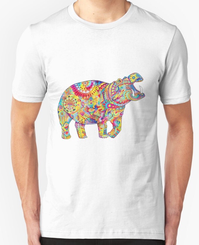 Hippo T-shirt Hippo Art Men's Hippo Tee Women's
