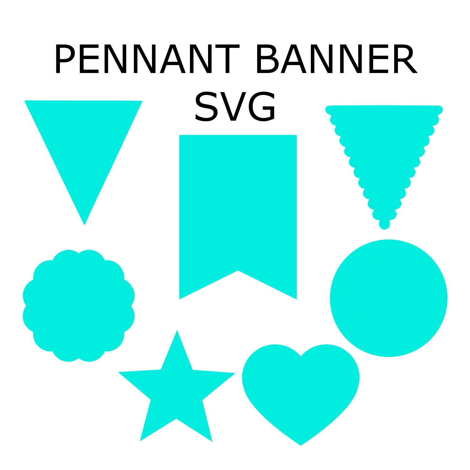  Banner Pennant SVG Set of 7 simple shapes Cutting File