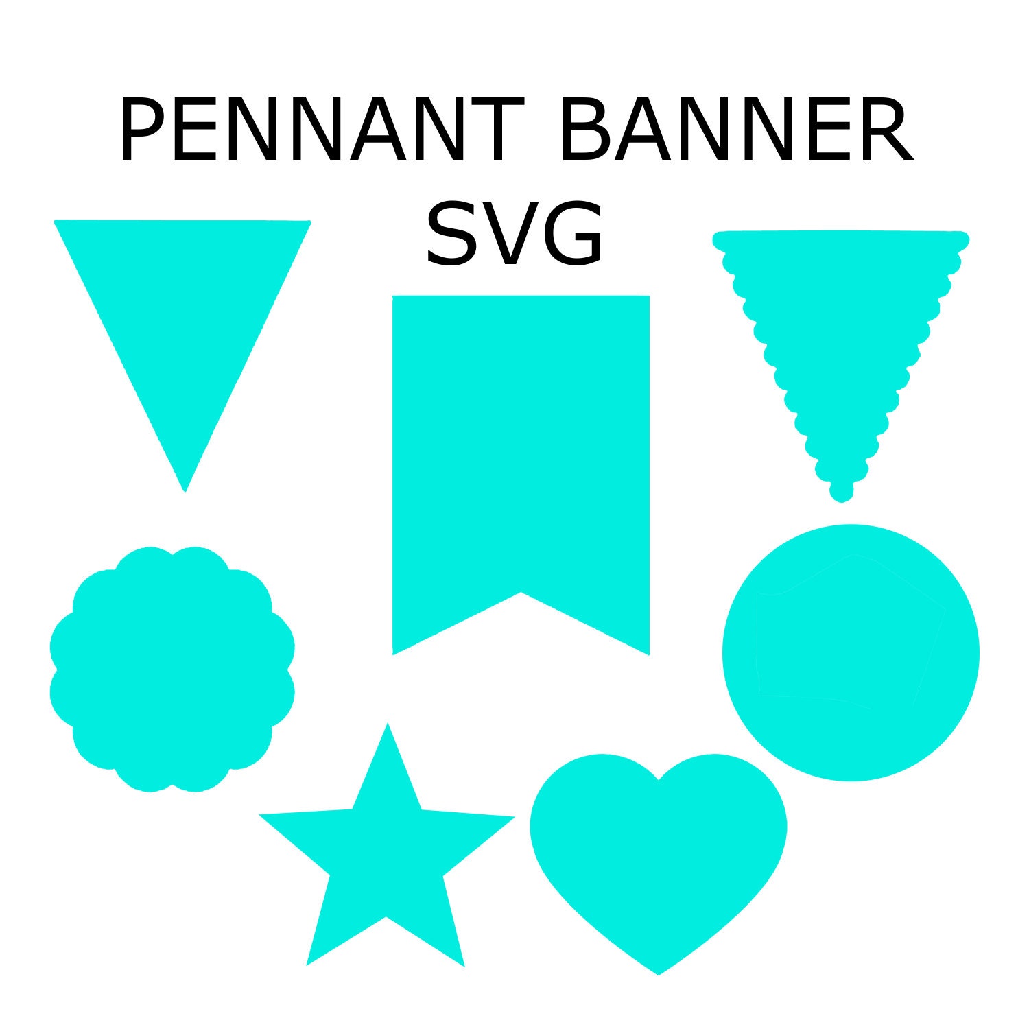  Banner  Pennant SVG Set of 7 simple shapes  Cutting File