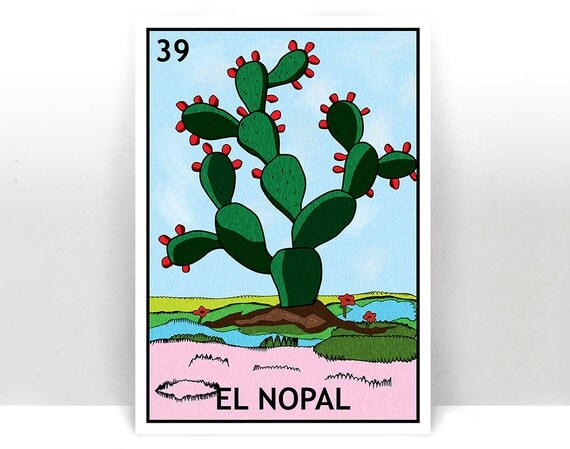 Downloadable El Nopal Loteria Print Digital Poster 8x10
