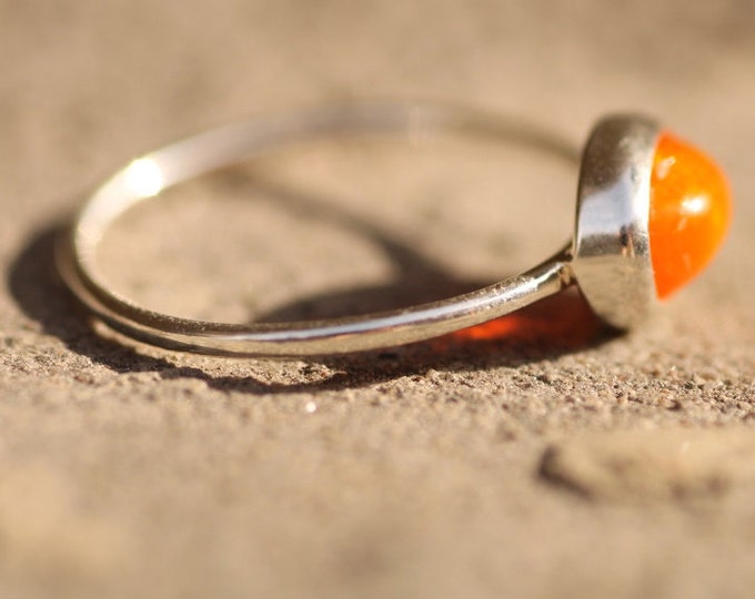 Orange opal silver ring - Fire opal ring - Silver ring - Orange stone ring - Engagement ring - Natural stone - Gift idea - Womens ring