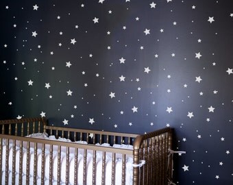 Twinkling Stars 3 Size Vinyl Wall Decal Pattern: Hundreds of Stars, DIY Nursery Constellation Space Wallpaper, Party Confetti