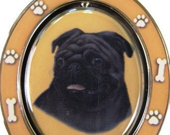 Black Pug Double Sided Black Pug Spinning Keychain With Black Pug Face Made Of Heavy Quality Metal Perfect for Pet Lovers