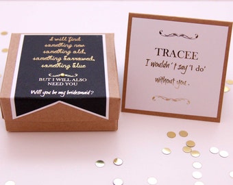 Gold Foil Bridesmaid Gift Box, Will You Be My Bridesmaid Invitation, Jewellery Gift Box, Bridesmaid Gift Wrap, Personalized Bridesmaid Card
