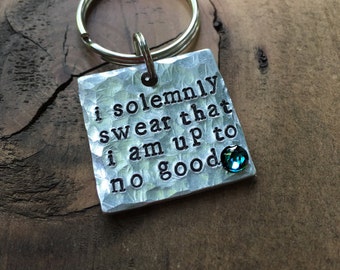 I Solemnly Swear That I Am Up To No Good, Harry Potter, Pet ID Tag, Dog Tag, Hand Stamped Pet Tag
