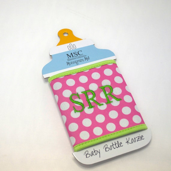 monogram baby bottle koozie