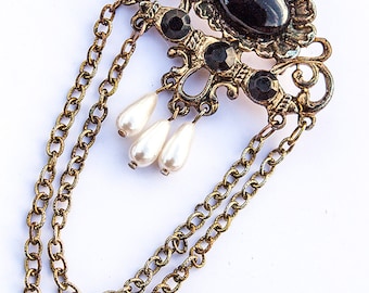 Large Victorian Revival Costume Jewelry Brooch, Free Shipping