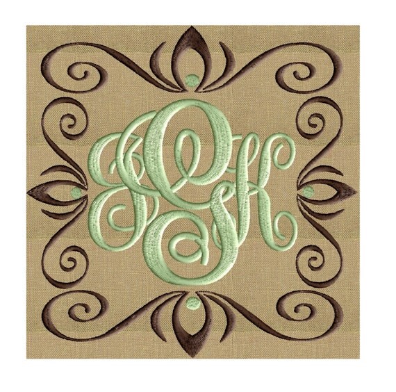 Scroll Square Font Frame Monogram Design Font not included