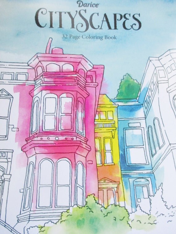 Cityscapes 32 page Adult Coloring Book by TheSupplyDestash on Etsy