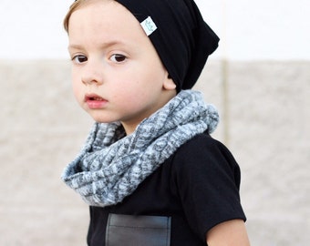 Gray toddler scarf / Toddler infinity scarf / Baby infinity scarf / Kids infinity scarf / Baby boy scarf / Hipster boy / Hipster toddler boy