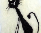 Black cat! cat art, kitty, wool art, decor, paint, wall decor, white, black, monochrom, original, picture, paint, modern, simple cat, funny Black cat! cat art, kitty, wool art, decor, paint, wall decor, white, black, monochrom, original, picture, paint, modern, simple cat, funny