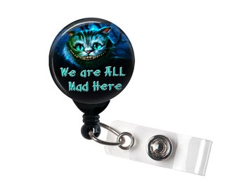 Cheshire Cat Badge reel, ID Badge holder, retractable badge reel, Alice in Wonderland Disney