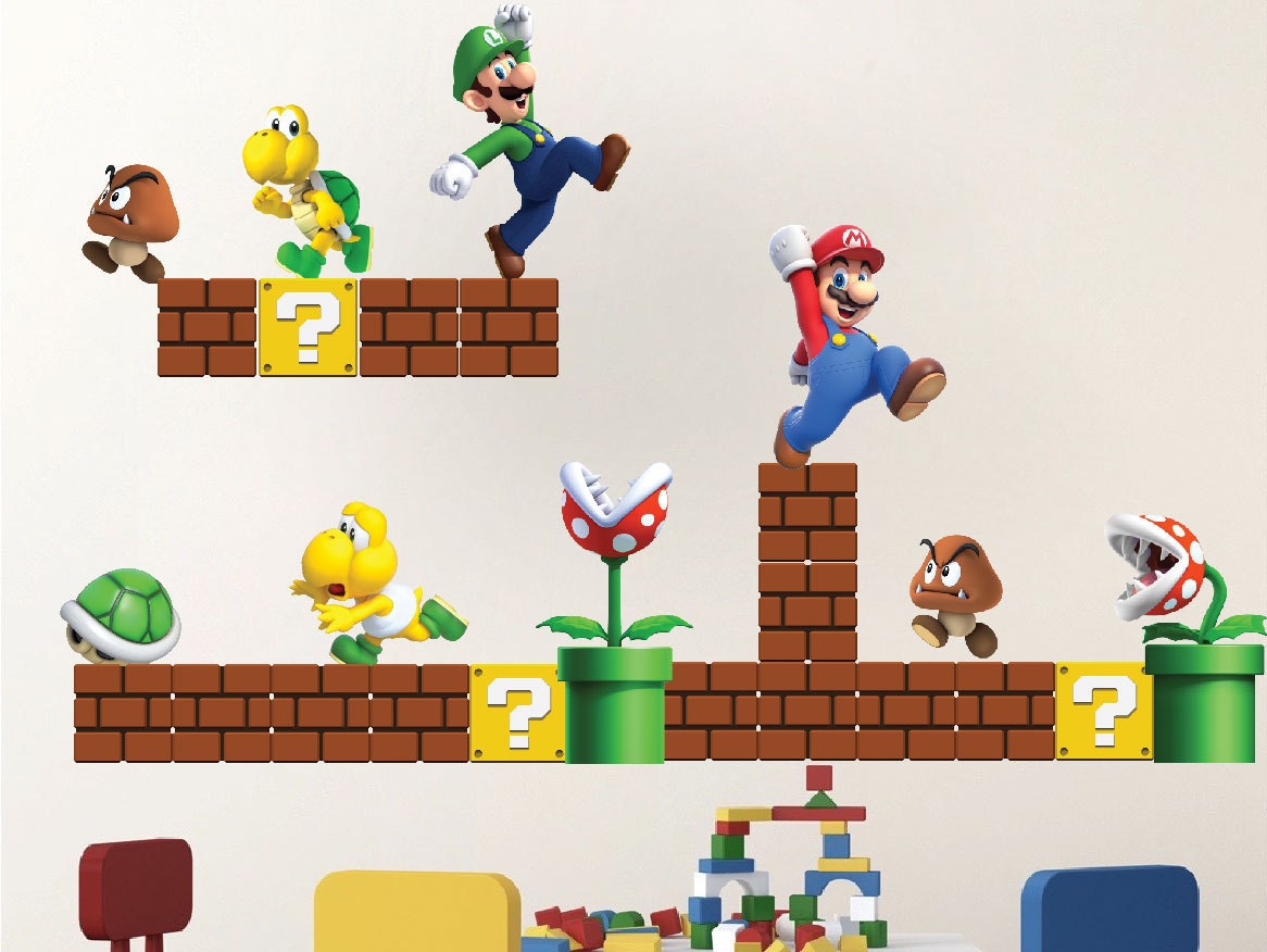 Super Mario Decals Mario Decals Game Room Vintage Nintendo