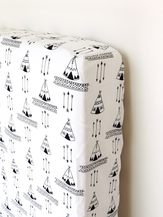 Tribal Baby sheet Teepees tribal baby bedding by BabyQuiltsbyRomiW