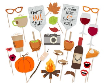 Printable Happy Fall Y'all Photo Booth Props - Instant Download Fall Photobooth Props - Autumn Photo Booth Props - Printable Prop Shop