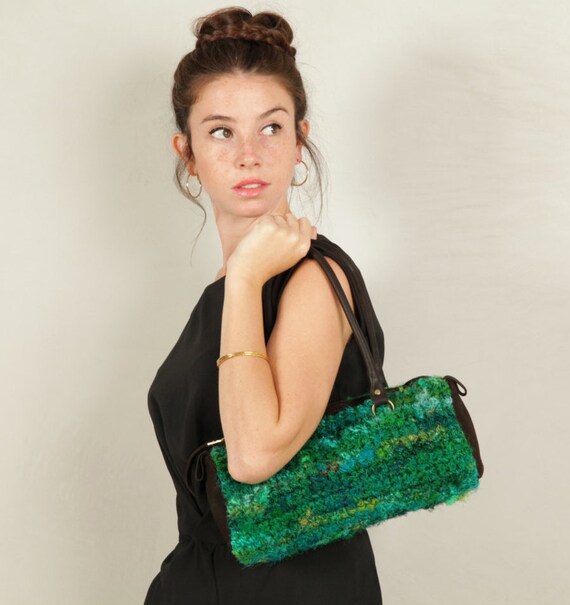 Small Shoulder Bag Green Duffle Bag Fun Handbag Colorful