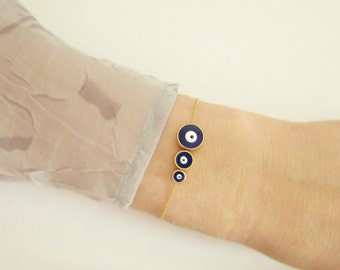 Evil Eye Three Sisters Bracelet / Three Children Mothers Bracelet / Mommy Gift / Family Jewelry / Talisman Bracelet / Mommy of 3 Kids / B433