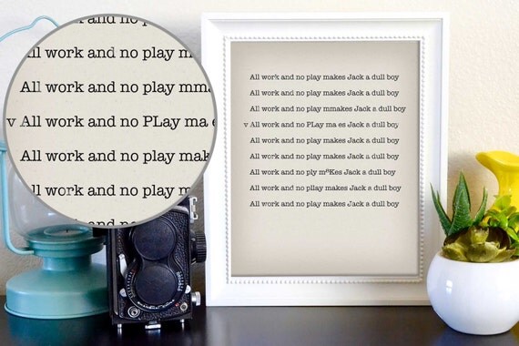 The Shining Movie Poster All Work and No Play by PrintWithLove