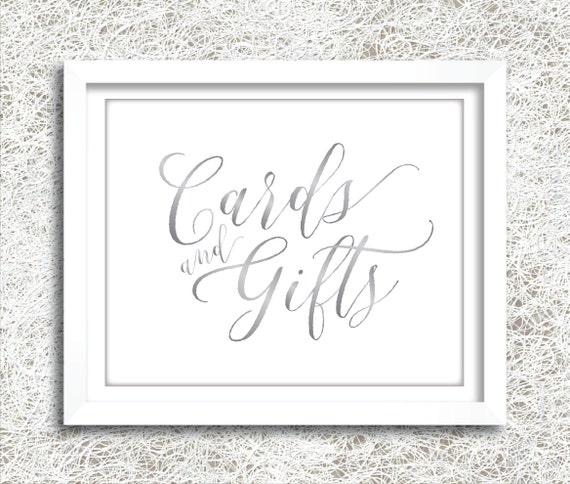 Printable Silver Cards and Gifts Sign Instant Download