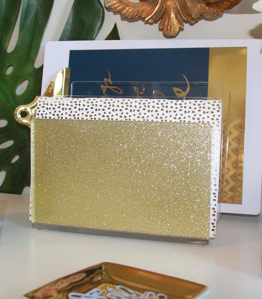 File SorterAcrylicGlitterGoldDesk AccessoriesNEWMade in