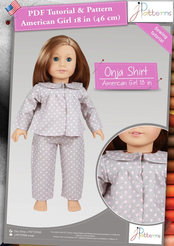 12.EN Pattern Pajama American Girl 18'' English