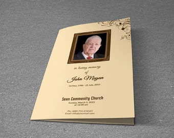 Printable Funeral Program Template | obituary template | Photoshop and MS Word Template | T-053 | Instant Download