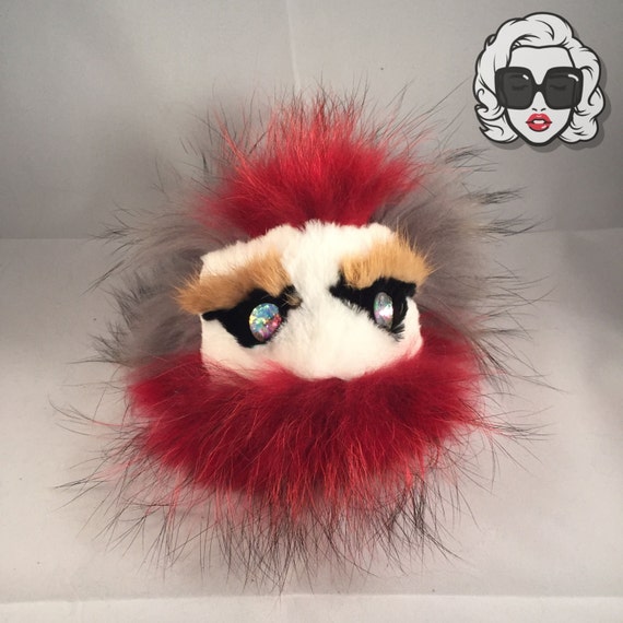 envy pom pom Bug   Fur Soft Keychain Black Eyes with Pom  Red Super  Bag Charm Pom