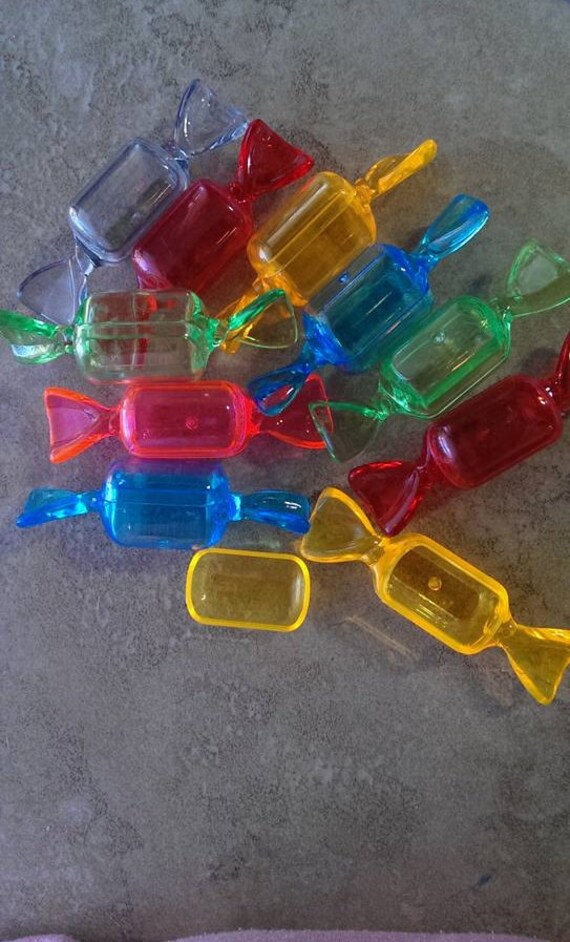 5 assorted Plastic Candy shaped containers