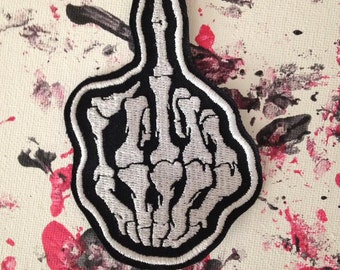 Middle finger patch, biker patch, vulgar patch, flipping the bird, gift under 10, punk rock patch, heavy metal patch, rockabilly psychobilly